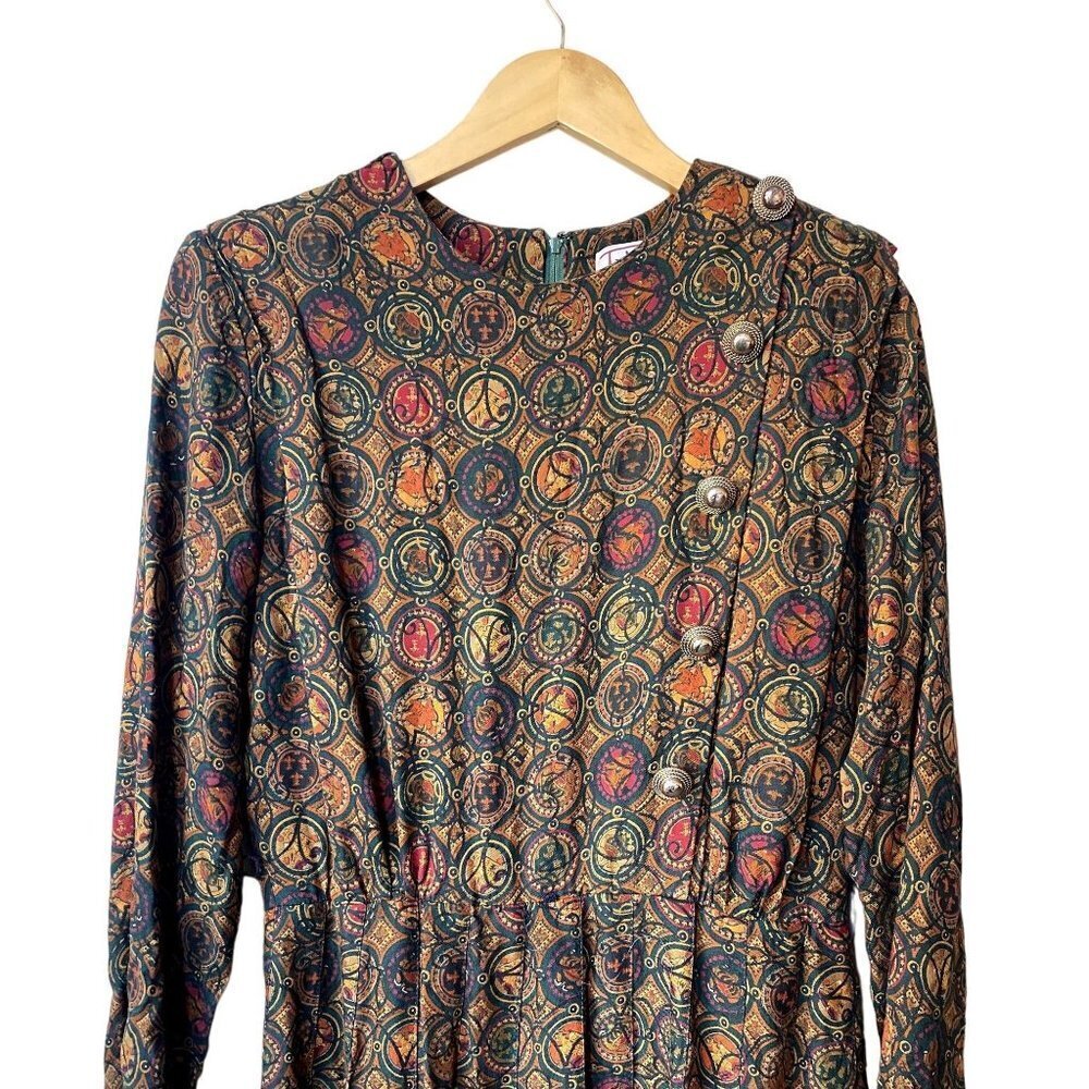 Vintage Talbots 90s Wool Made In‎ USA Floral Midi Dress Size 14 Prairie Peasant - Picture 2 of 8